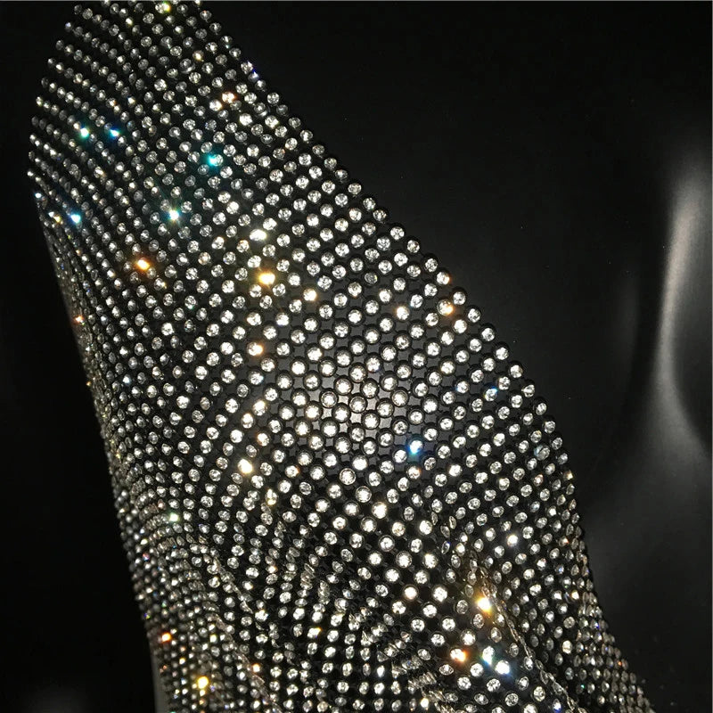 Festival Brilliant Rhinestone Backless Party Crop Top Women 2024 Summer Glitter Evening V Neck Diamonds Metal Tank Tops