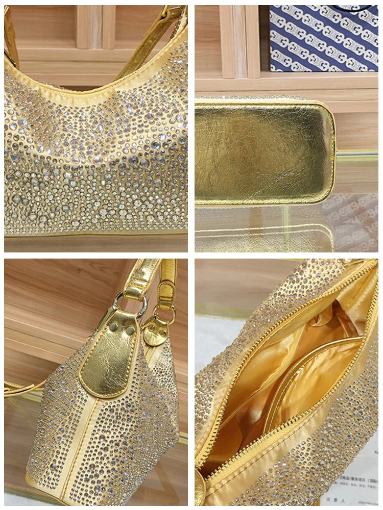 Women Shiny Evening Handbag Female delicate rhinestone shoulder bag dinner fashion luxury large capacity Tote bag gift for girls