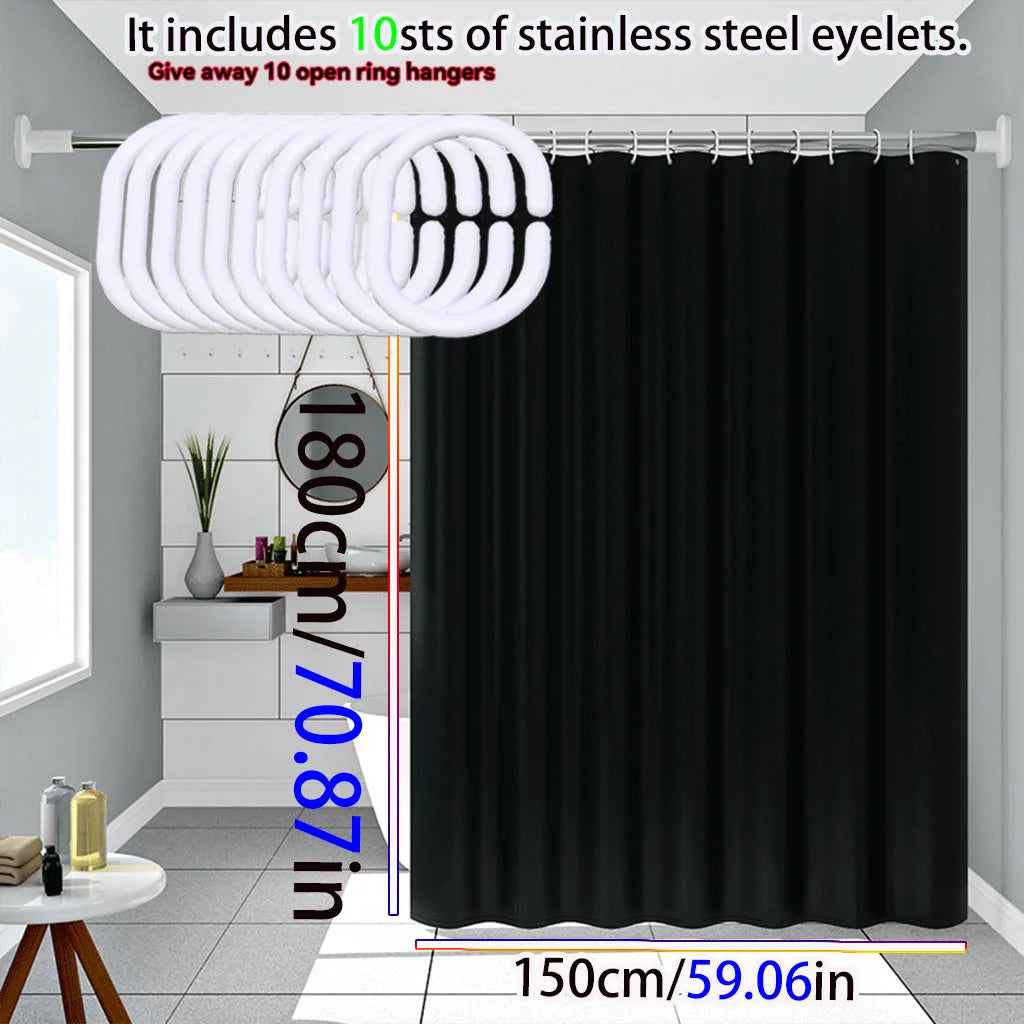 Simple style Black shower curtain Pure black design bathroom decorative curtain partition curtain PEVA waterproof material