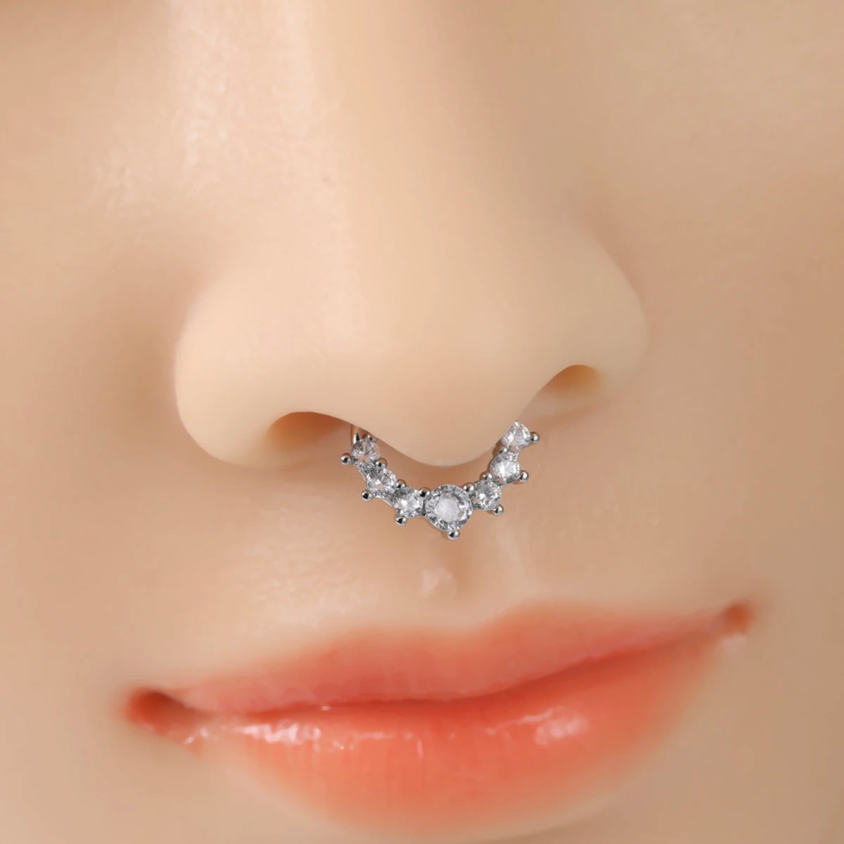 Zircon Hinged Segment Nose Ring Stainless Steel Nose Hoop Septum Clicker Piercing Lip Ear Cartilage Helix Body Piercing Jewelry