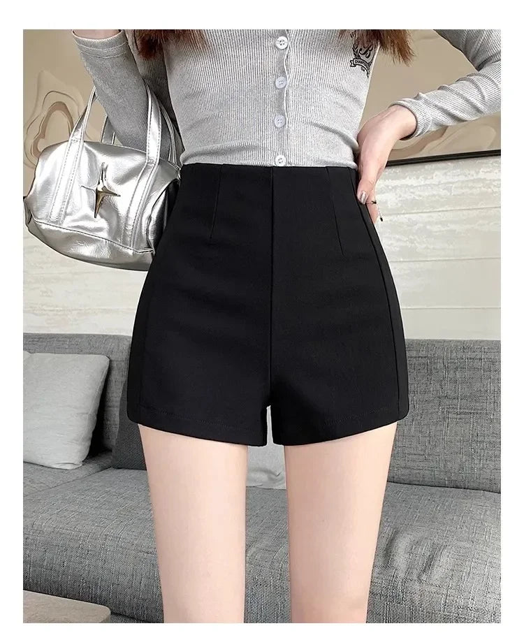 Women's High-waisted Petite Black Outer Wear Shorts 2024 Summer New Style Lost Underwear Cheeky Curvy Hot Pants