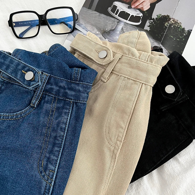 Casual Denim Jumpsuits Women Spring Summe Retro Short  Fashion  One-shoulder Wide Leg Pants 2024 New Cool Girls Streetwear