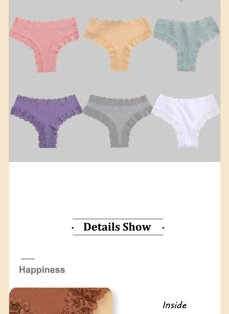 7PCS/Set Women Sexy Lace Panties Seamless Cotton Brazilian Panties Girls Breathable Sexy Low Rise Underwear Female Soft Lingerie