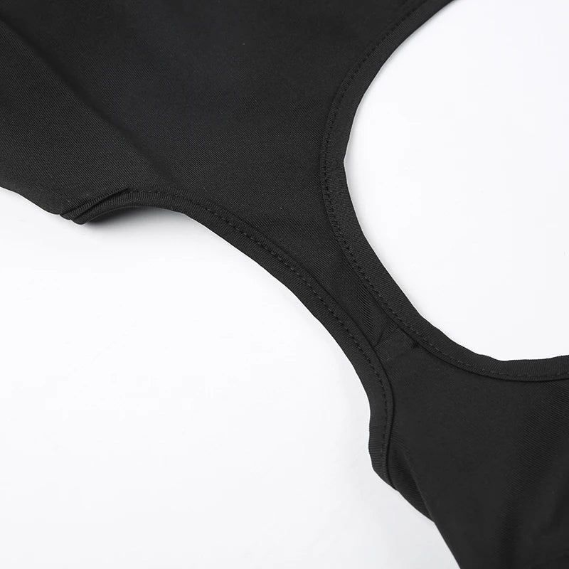 Rockmore Hollow Out Bodysuit Rave Clubwear Lingerie Enchanting Sexy Body Overalls Tops Women Streetwear Backless Jumpsuit Black