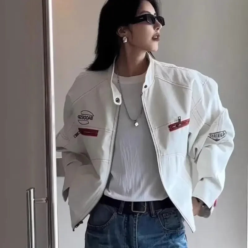 American Style Vintage Autumn Motorcycle Leather Jacket Women's Casual Trendy Brand High Street Men's Jacket