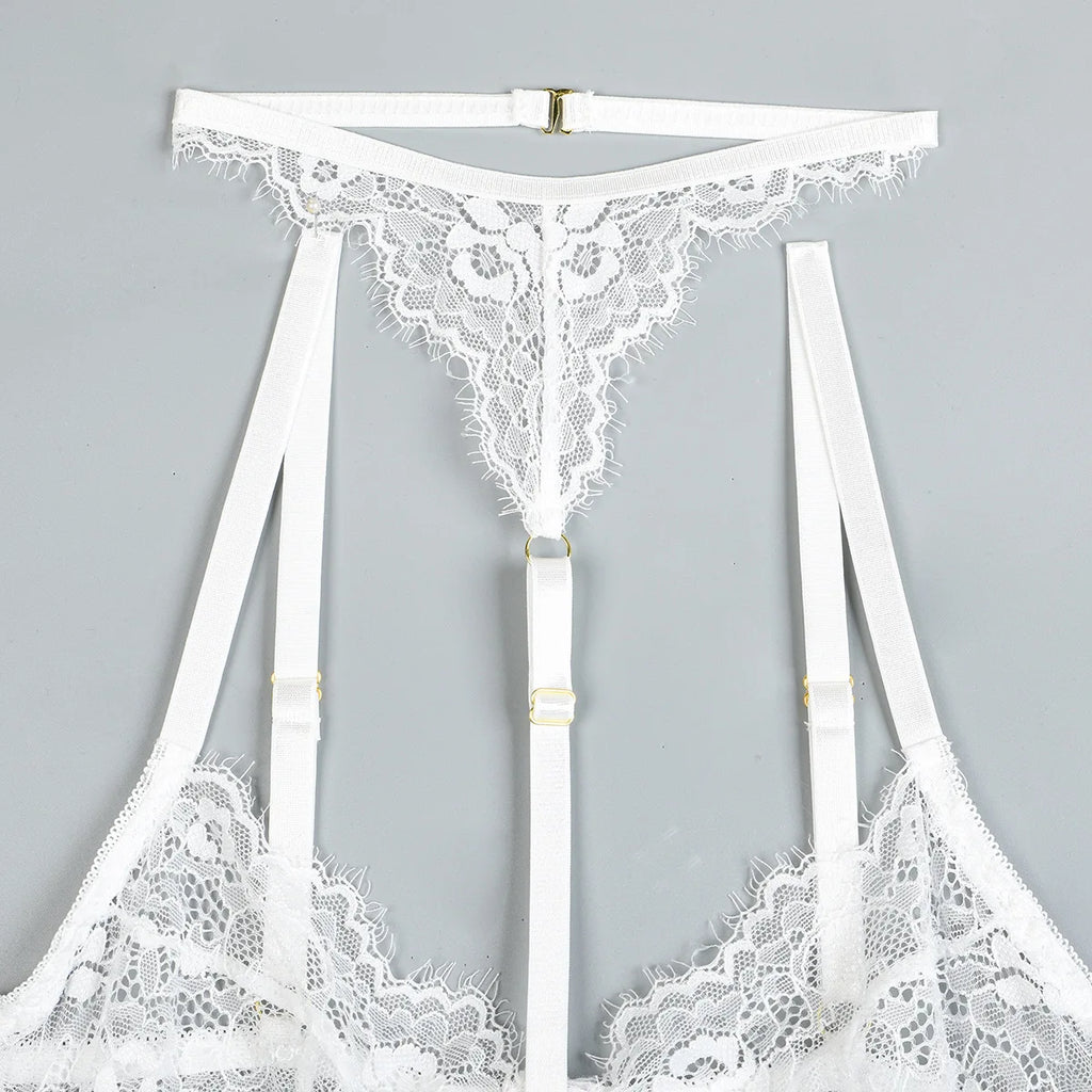 Diccvicc Beautiful Lingerie Eyelash Elegant Transparent Lace Bra Panty Set Floral Embroidery Women Sexy Underwear Exotic Outfit