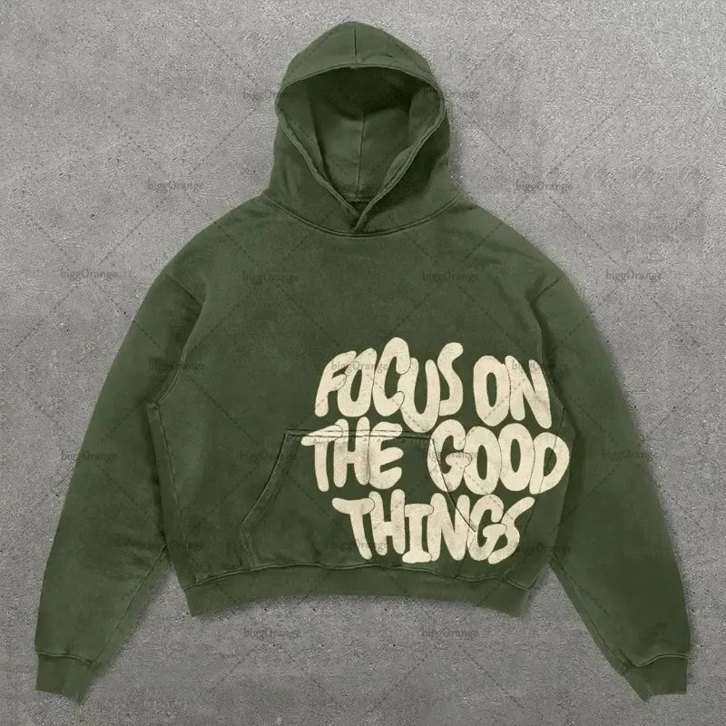 American Retro Harajuku Y2K Casual Loose Hoodie Men Street Hip-Hop Fashion Versatile Letter Print Oversized Sweatshirt Women