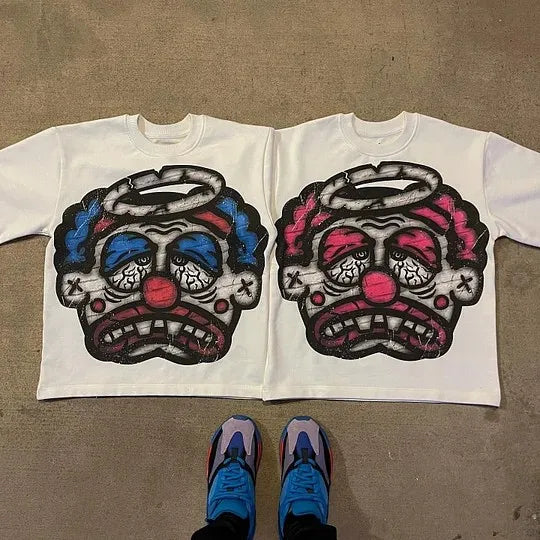 Y2K Trendy Fashion T Shirt Tops Harajuku Goth Character Graphic Print Oversized T Shirt Cotton Short Sleeves Streetwear Clothing