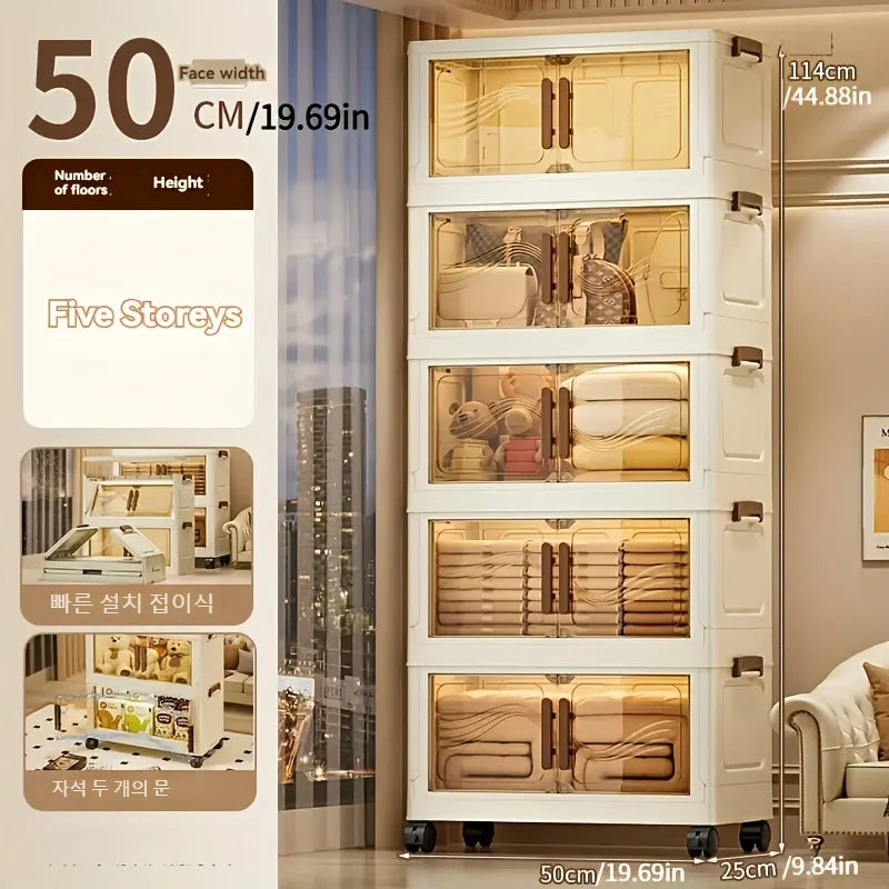 Foldable Storage Box with Clear Door - Spacious, Durable, and Easy-to-Assemble - Ideal for Organizing Clothes, Books, Toys, and