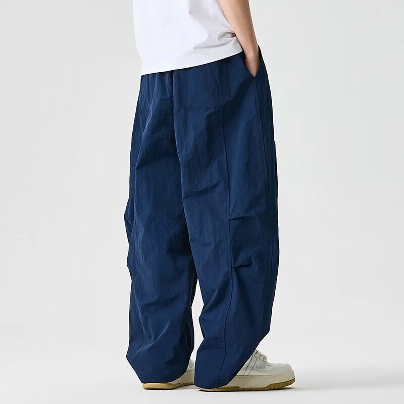 Wide Leg Pants Men and Women 2025 New Light Thin Solid Casual Harun Pants Elastic Waist Loose Oversize Fashion Trendy Streetwear