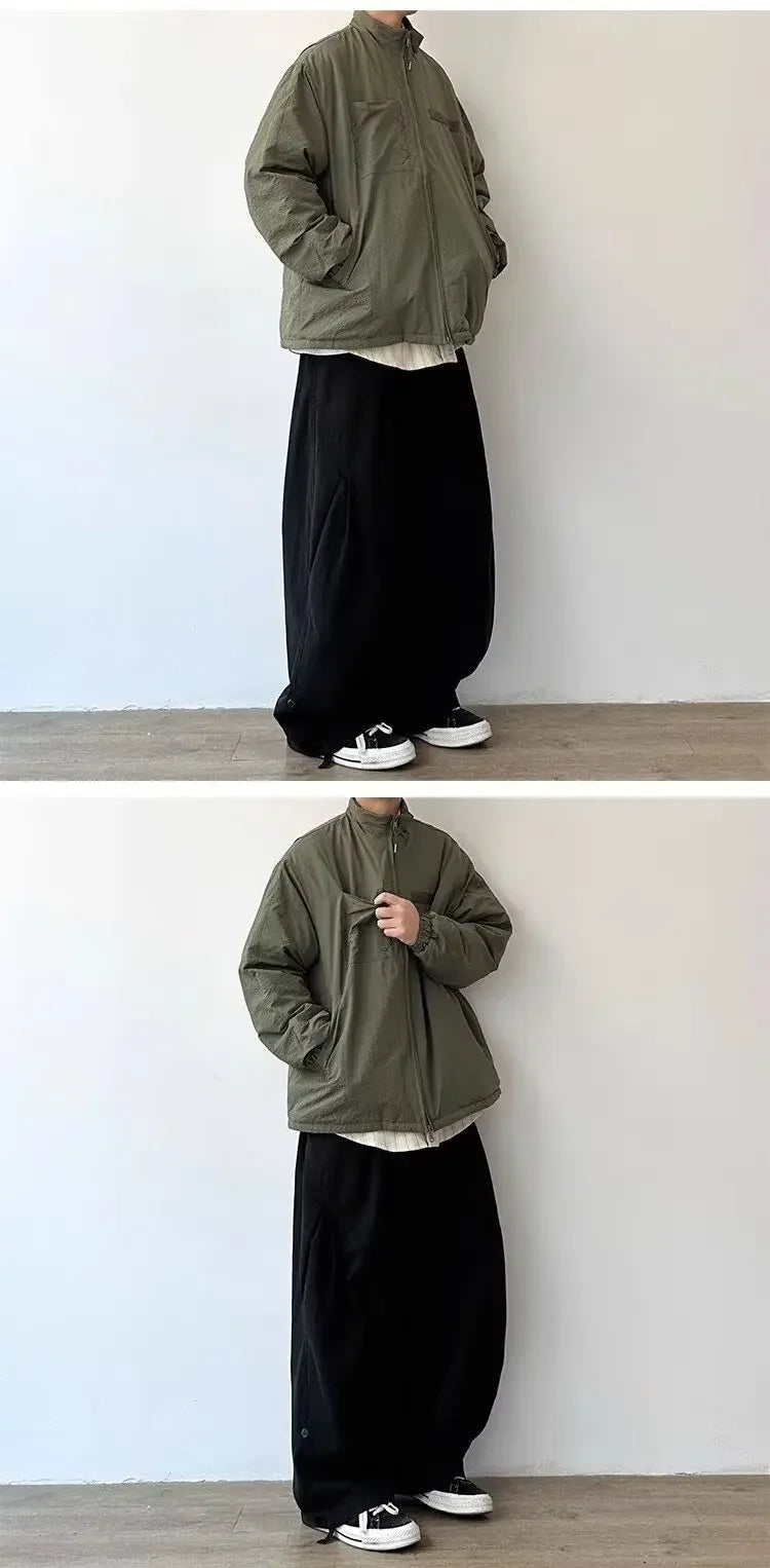 Japanese Style Functional Paratrooper Casual Pants Men Women's Preppy Vintage Versatile Loose Fit Straight Leg Bell Bottoms Work