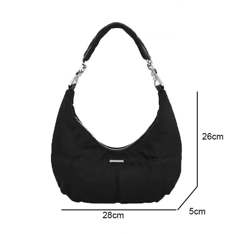 Women Retro Underarm Bag Armpit Small Shoulder Bag Soft Hobos Y2k Female Black Purse Fashion Girls Crescent Handbag 2025 New