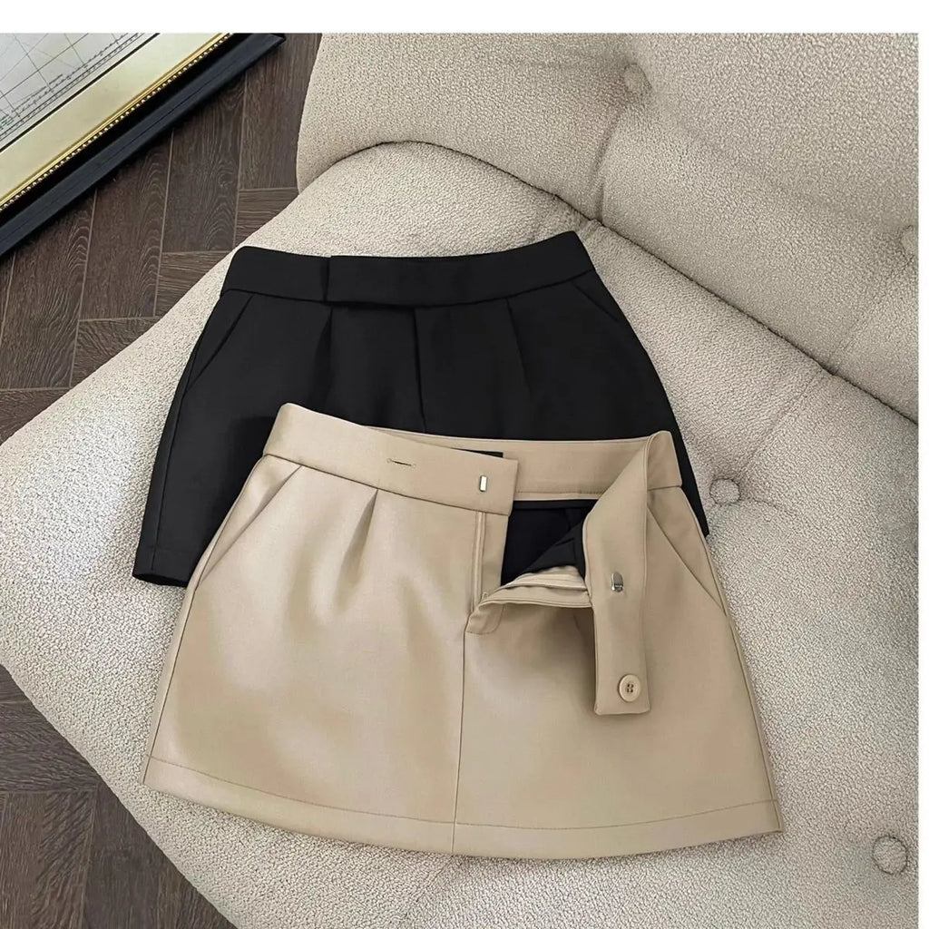 Vintage Skirts Women Fashion Streetwear Casual Skirts Solid Pockets Wrap The Buttocks Sweet Mini 2025 New Spring Summer Skirts