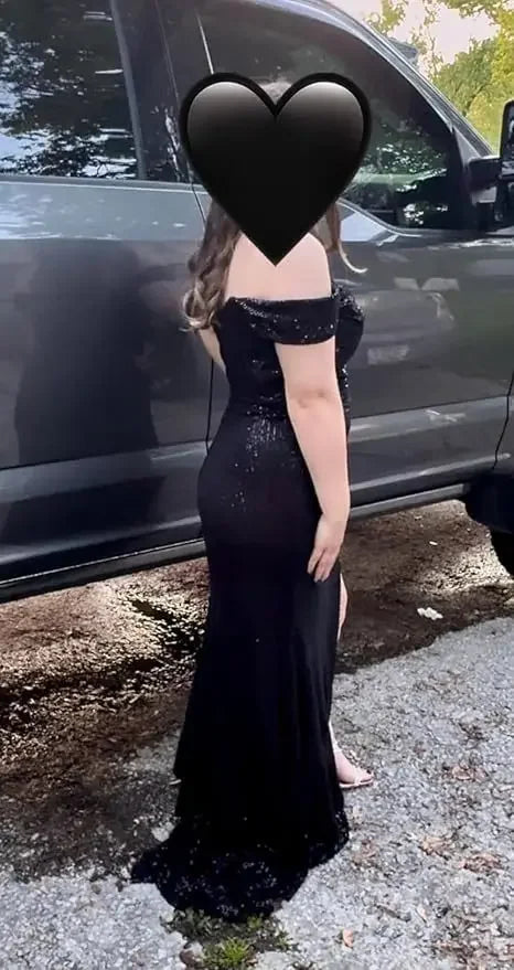 Sexy Side Slit Ballgown Shiny Sequins Women's Dress Independent Station Polyester Borderless Flashing Lightweight Fashion