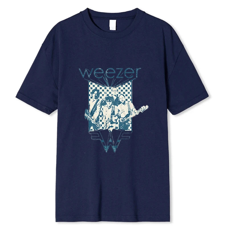 Weezer Band Cotton T Shirt Vintage Men Women Hip Hop Tee Fashion Short Sleeve Tshirt Oversized T-shirts Streetwear Tops Clothing