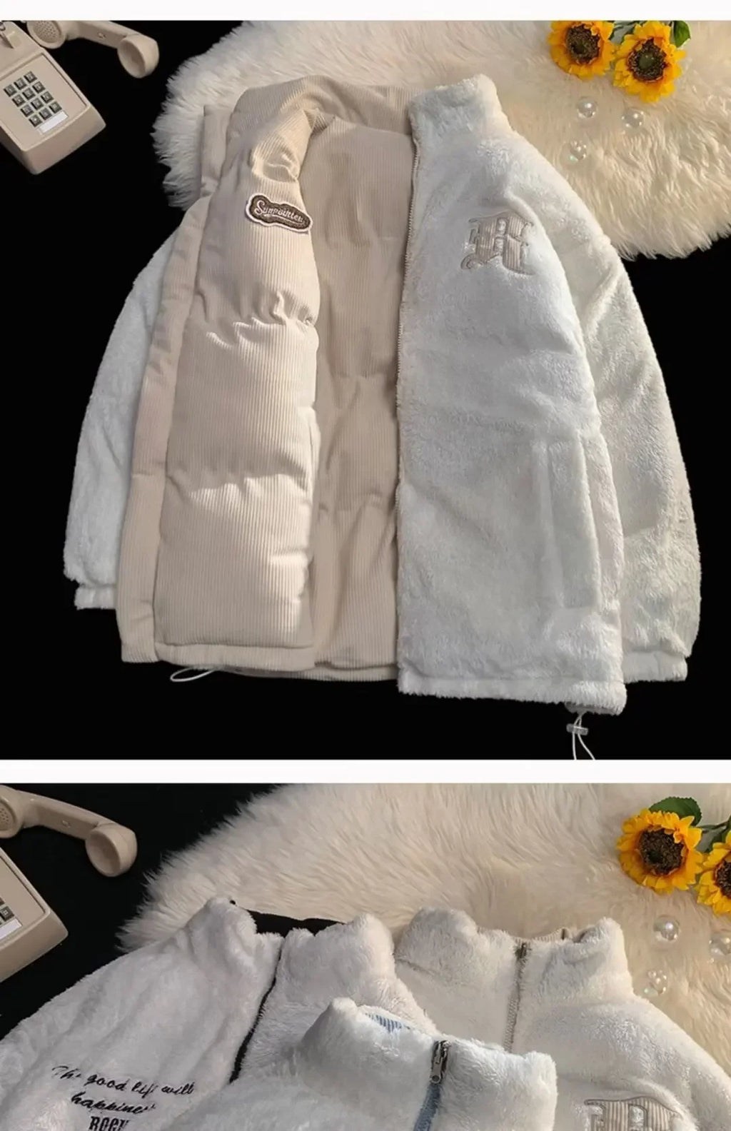 Fog Blue Cotton-padded Coat Men's Winter Thickened Hong Kong Style Corduroy Cotton Jacket Design Sensibility Niche 2023 Workwear