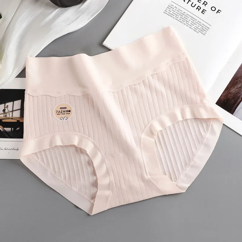 Supima Cotton Women's Underwear 7A Antibacterial Gusset High Waist Tummy Control Plus Size Breathable Infant-Safe Panties