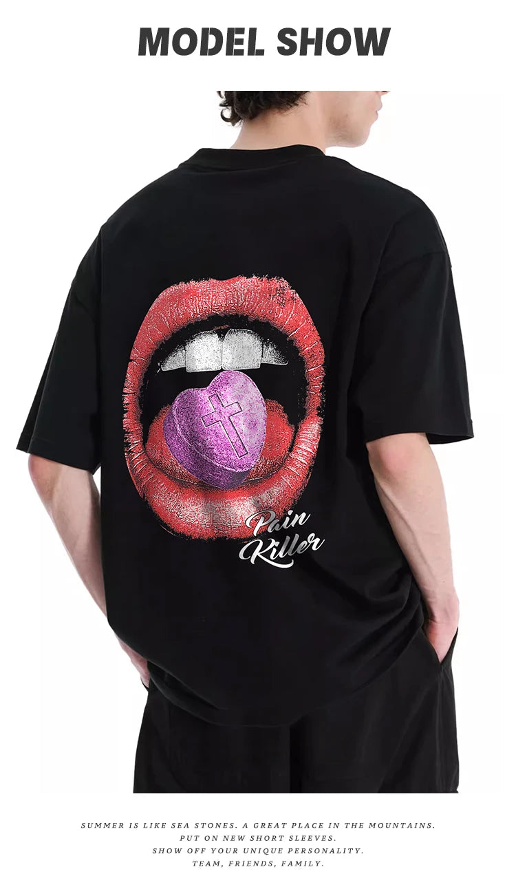 Men's and women's Short-Sleeved T-shirts Funny Abstract Pattern T-shirts 100%Cotton Streetwear Casual Fashion Oversized T-shirts