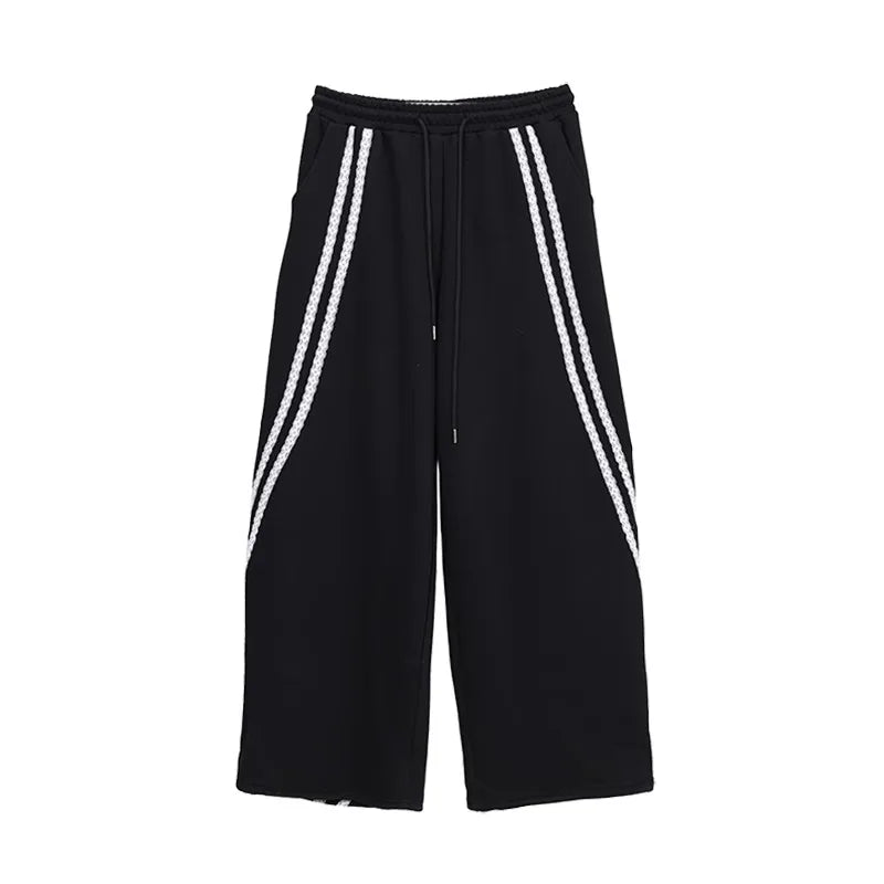 CBXLAB Street Dance Women' s Black lace pull-tab jazz pants K-pop spicy girl long pants street leisure pants trendy.