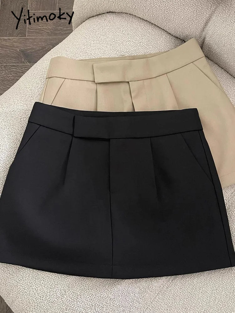Vintage Skirts Women Fashion Streetwear Casual Skirts Solid Pockets Wrap The Buttocks Sweet Mini 2025 New Spring Summer Skirts