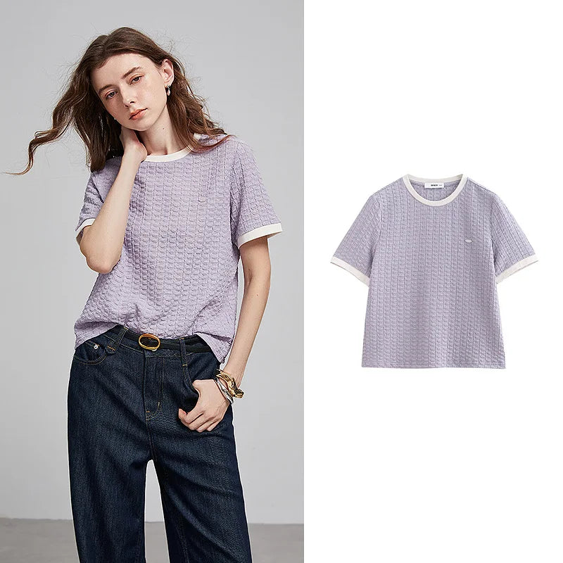 TOYOUTH Women Short Sleeve T shirt 2025 Spring New Tops 8521006