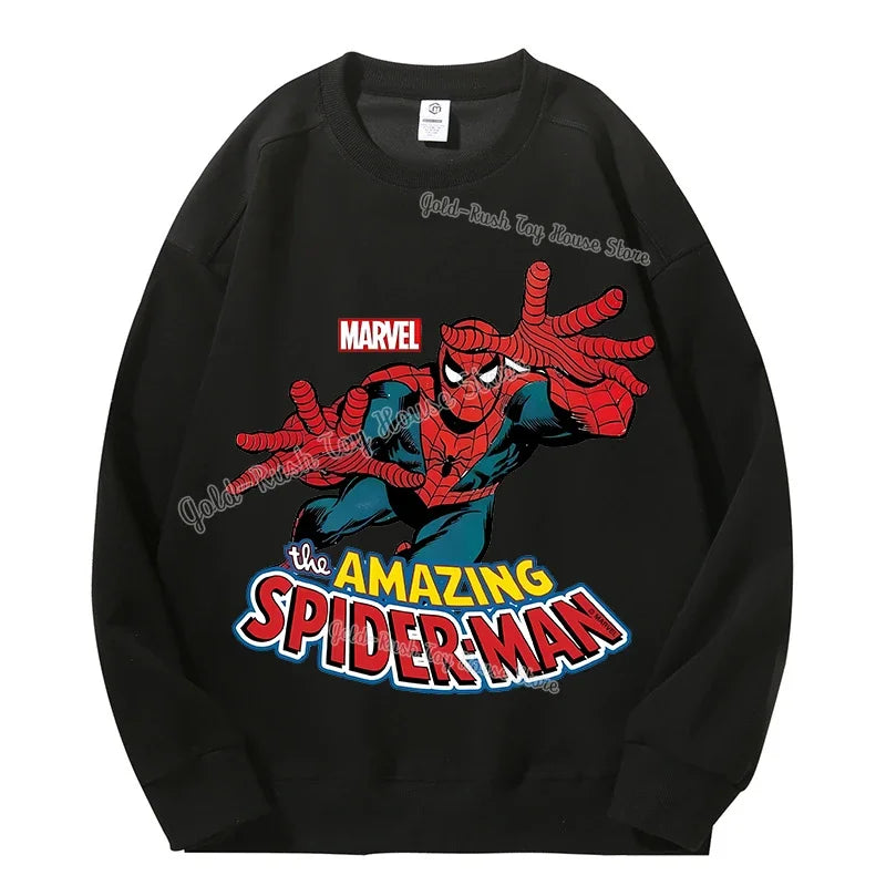 High Quatily Cotton Spiderman Print Sweatshirt Crew Neck Casual Pullovers Streetwear Sweatshirts for Women Long Sleeve Clothing