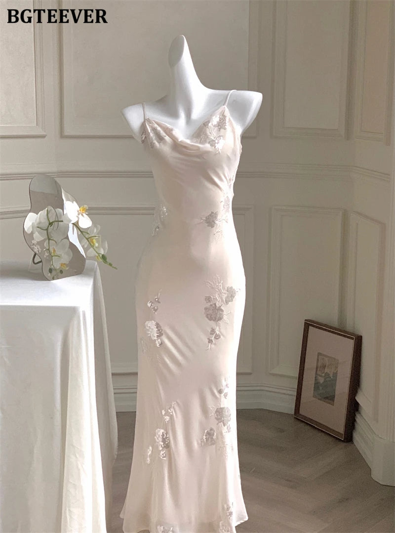 BGTEEVER Autumn Winte Slim OL Embroidery Set Long Sleeve Cardigans & Spaghetti Strap Package Hip Dress Ladies 2 Pieces Set