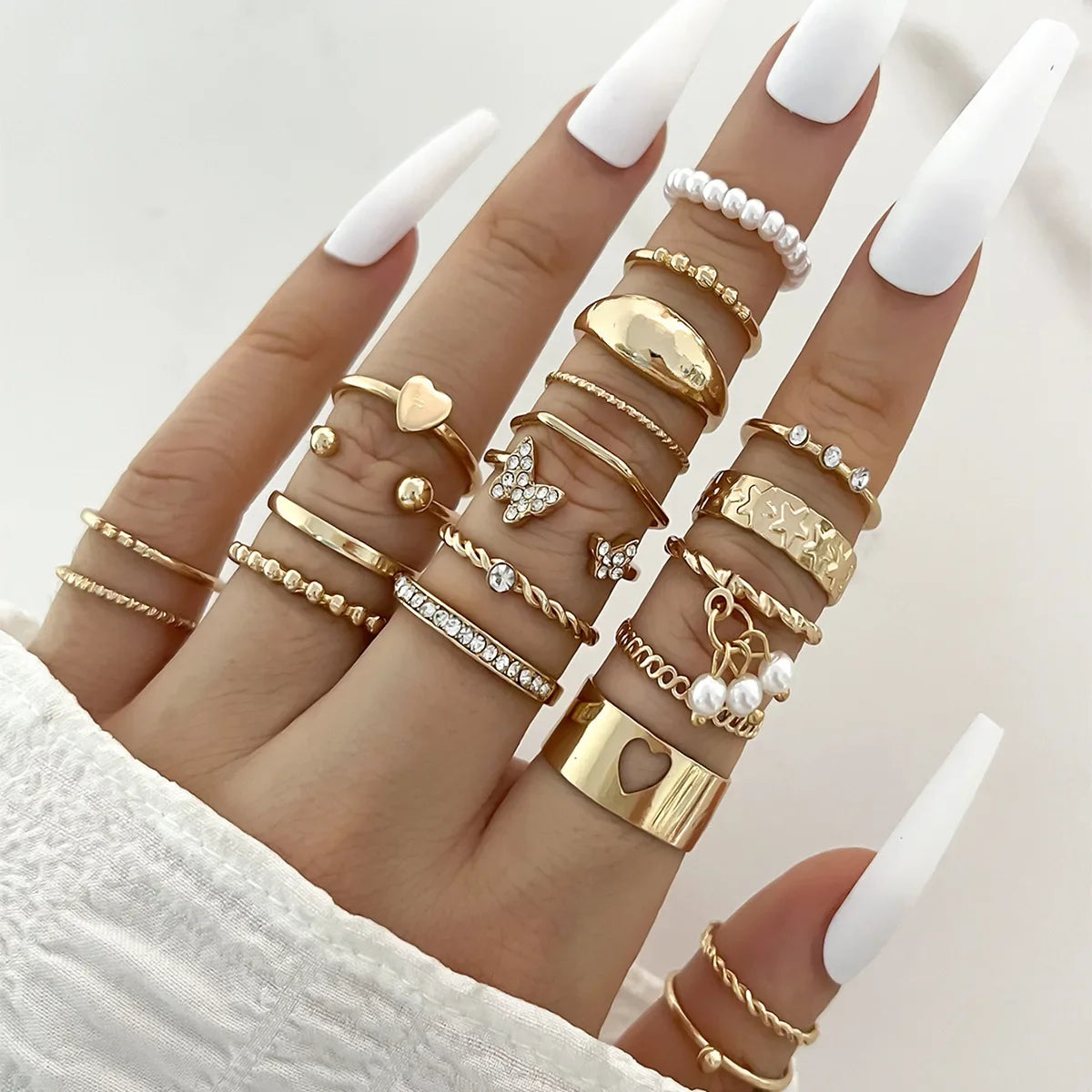 30Pcs Bohemian Geometric Knuckle Rings Set For Women Gold Silver Color Finger Ring Girls Fashion Party Jewelry Accessories