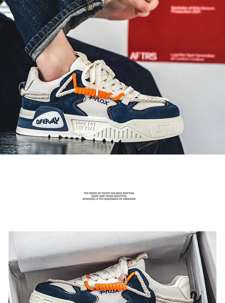 2025 New Summer Men's Shoes Original Casual Flat Shoes Sport Thick Bottom Increased Height Bread Trendy Shoes Skateboard sneaker