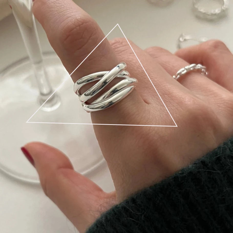 VENTFILLE 925 Sterling Silver Irregular Ring for Women Geometry Versatile Minimalism  Accessories Jewelry Gift Dropshipping