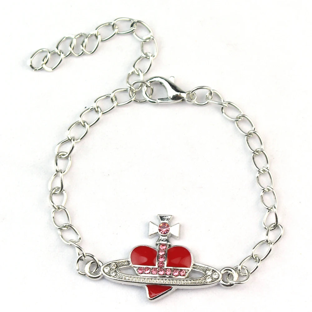 Trendy Bracelet Saturn Rhinestone Crystal Planet Saturn Pendant for Women Fashion Charm Jewelry Gift