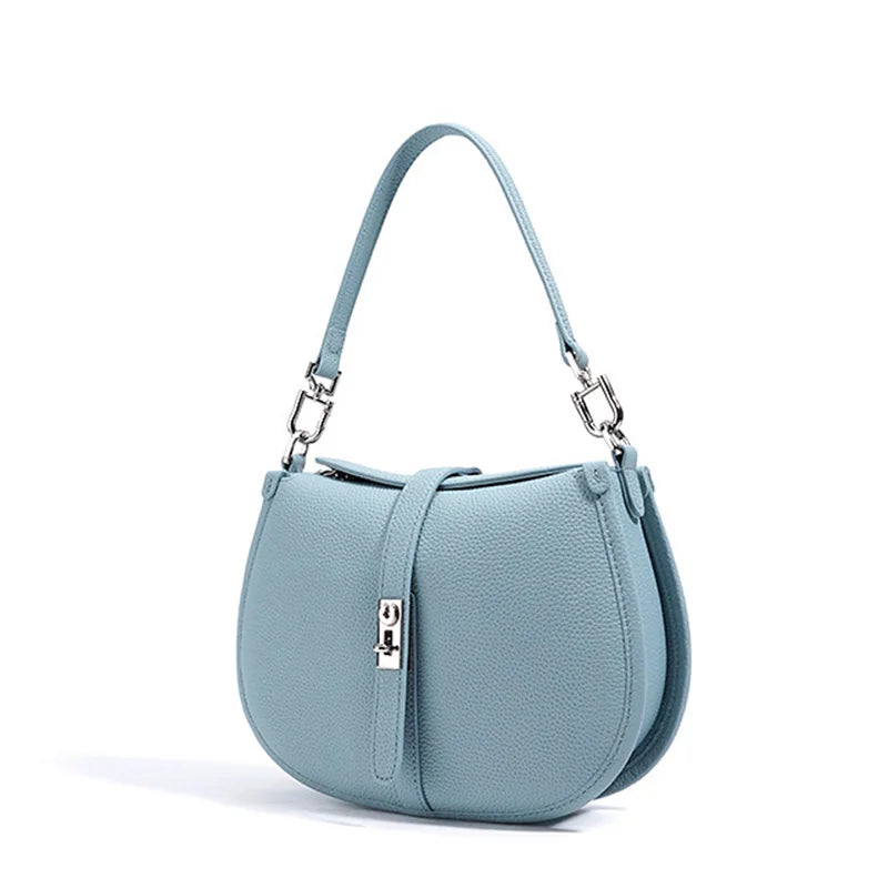 Bag women's 2025 new high-end leather crescent bag women's diagonal cross-border cowhide commuter one-shoulder underarm bag