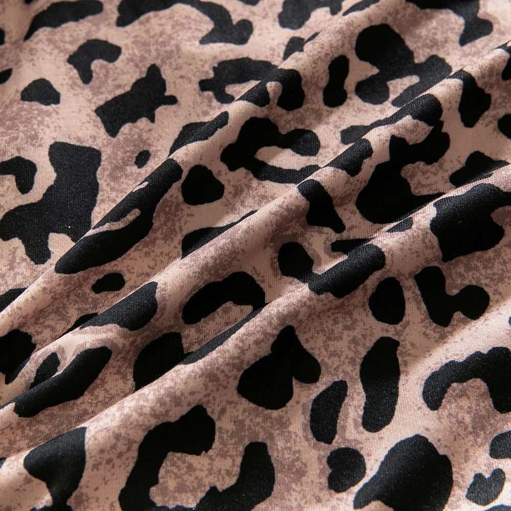 Yimunancy Leopard Print Women Mesh Bodycorn Bodysuit Long Sleeve Sexy Bodysuit Stand Colloar Body Femme