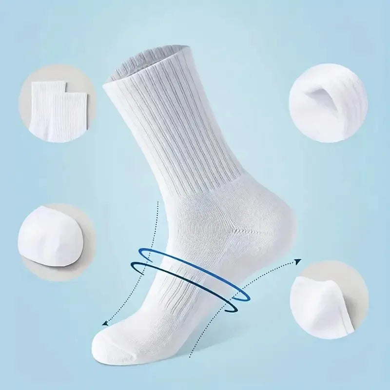 5/10/20 Pairs Neutral Solid Color Round Neck Socks Spring Summer Sweat Absorbing Breathable Soft Comfortable Couple Sports Socks