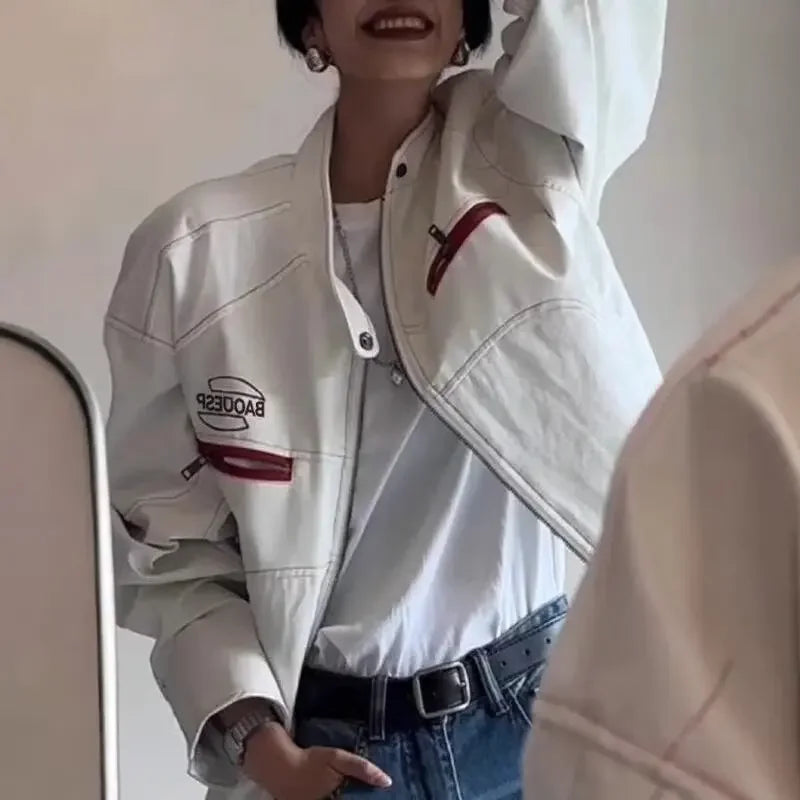 American Style Vintage Autumn Motorcycle Leather Jacket Women's Casual Trendy Brand High Street Men's Jacket