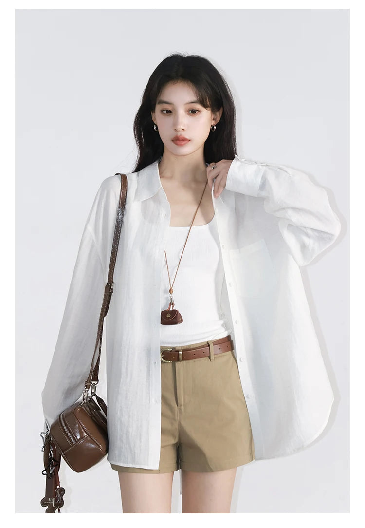 CHIC VEN Women Long Sleeve Shirts Solid Loose Casual New Style Design Back Hollow Out Shirt Female Blouse Spring Summer 2025