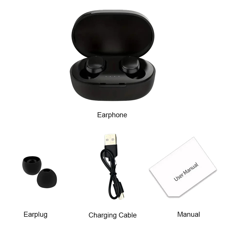 TWS A6S Wireless Bluetooth Headset Earbuds Noice Cancelling Earphone Bluetooth Headphones with Mic for Huawei Xiaomi Redmi