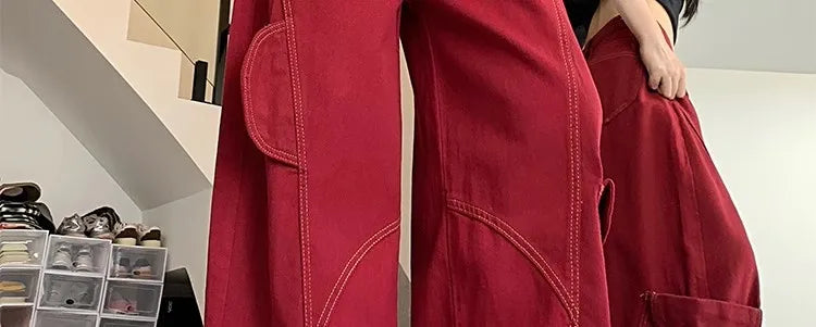 Streetwear Casual Cargo Pants for Women 2025 New Bottoms Straight Trousers Fashion Pockets Korean Pantalon Femme