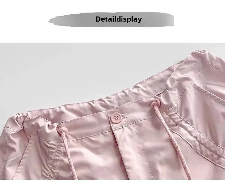 American Style Women's Summer Cargo Pants With Bowmint Green Drawstring Casual Bell Bottoms New 2024 Fashion Trend Long Pants