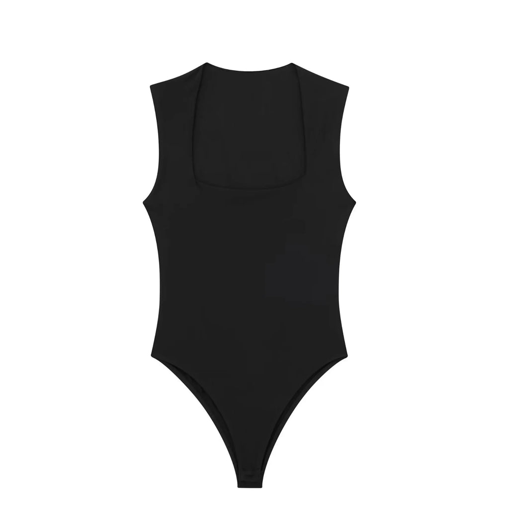 Black Body Woman Sleeveless White Bodysuit Women Square Neck Summer One Piece Swimsuits Sexy Lingerie Women's Bodysuit