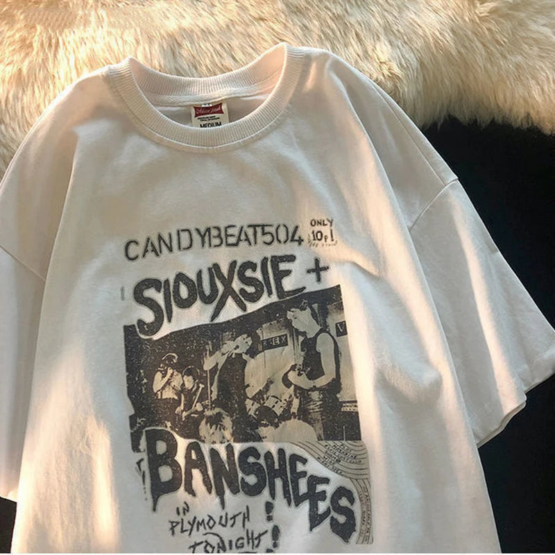 Hip-hop Women's T-shirt Oversized Streetwear Vintage T Shirt Grunge Harajuku Short Sleeve Y2k Tops Female Fashion Clothes Tee