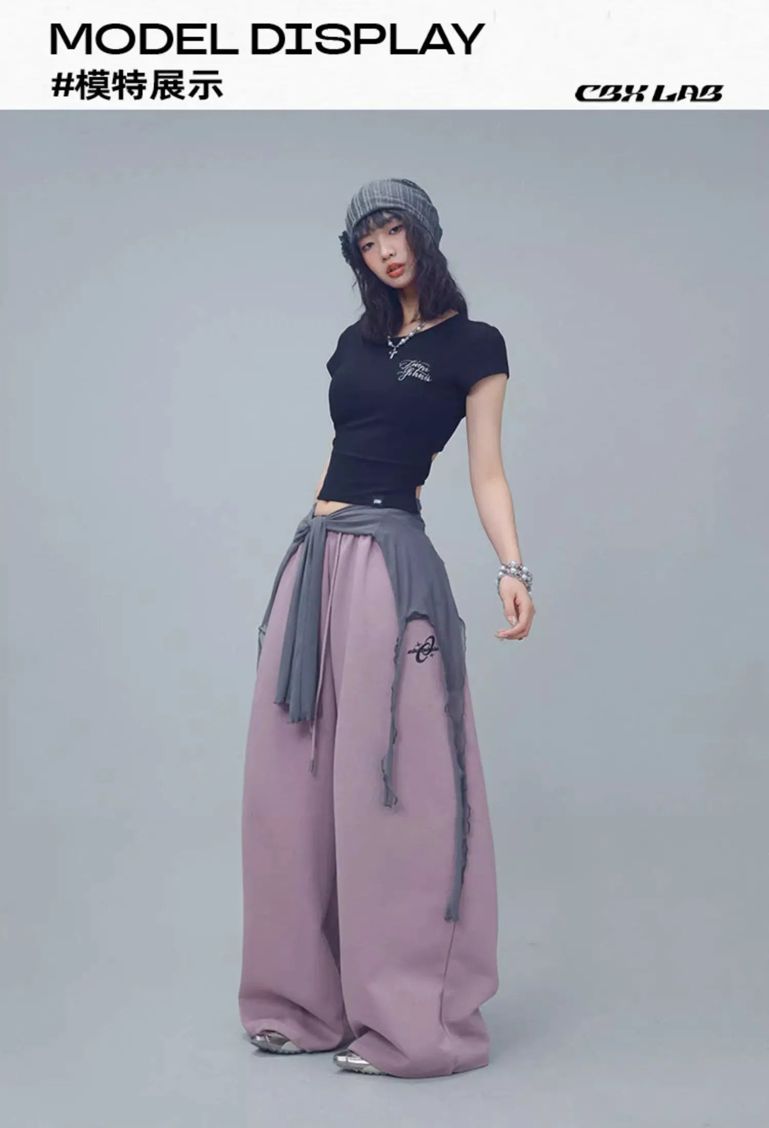 CBXLAB Street Dance Women'sPurple 'King Long Pants' hip-hop streetwear sporty jazz soft and skin-friendly casual pants