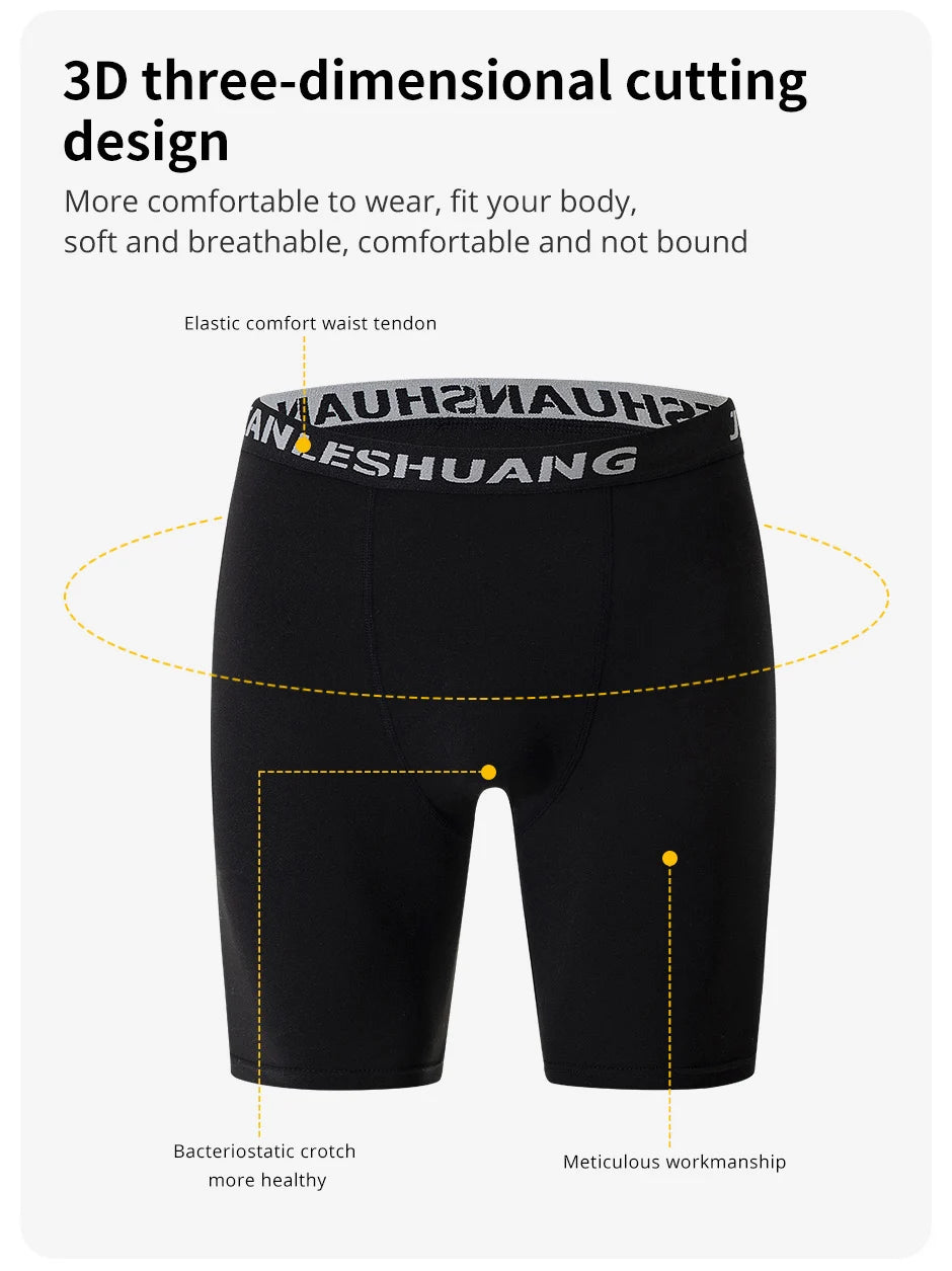 2/5 Pcs Teenagers To Adults Multi-size Men's Sports Underwear Fitness Long Boxer Shorts Running Training Basketball Football Sho