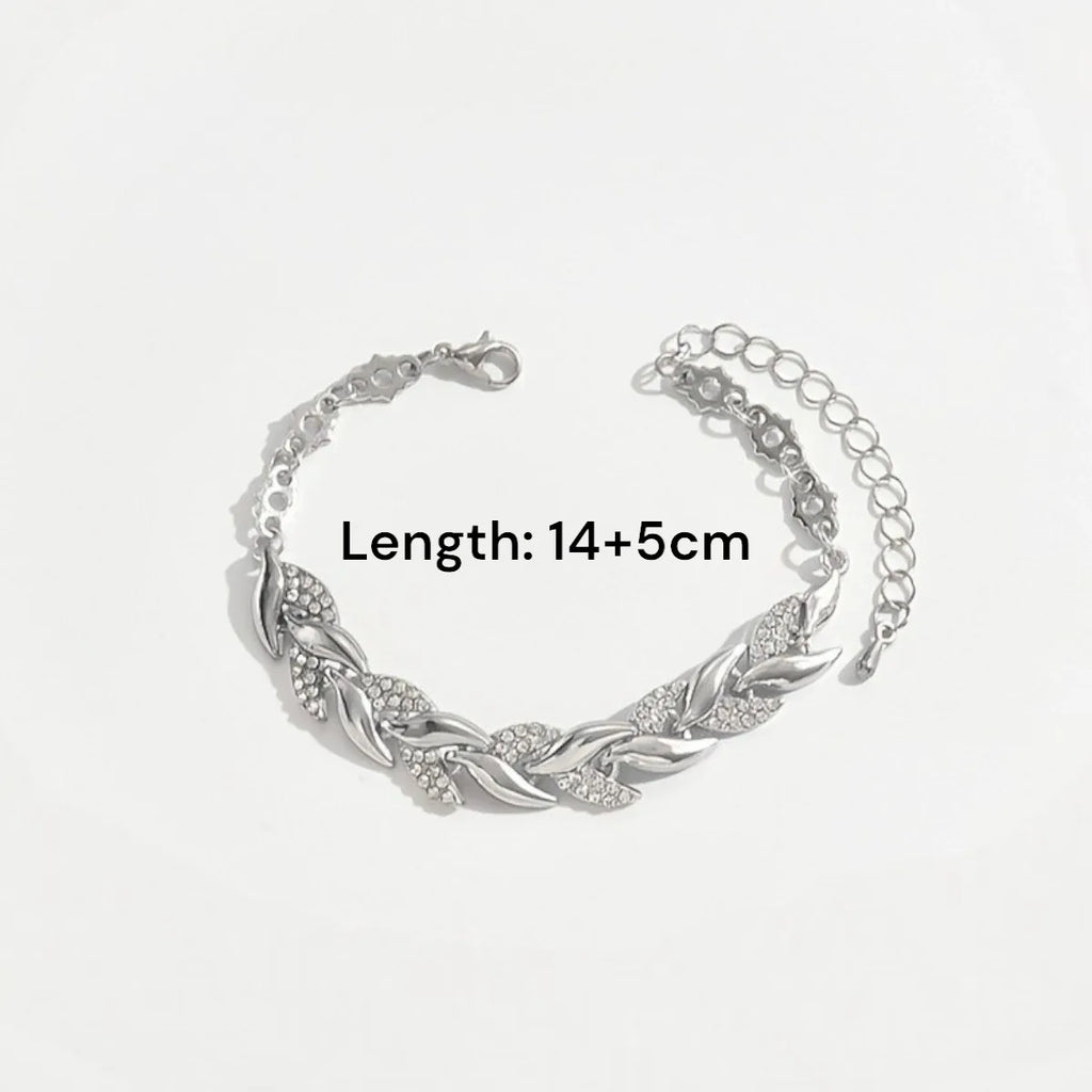 2PCS Elegant Design Glass Rhinestone Chain Fish Tail Necklace with Matching Bracelet for Women Luxury Jewelry Set Fashion Style