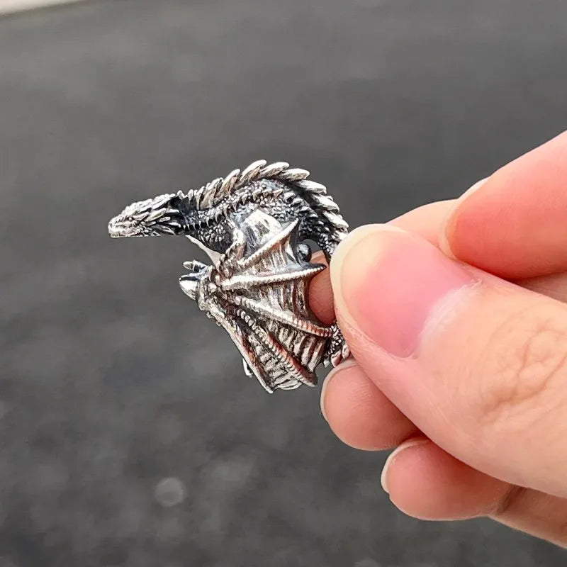 Dragon Rings Gothic Punk Style Pterosaur Wings Opening Adjustable Rings for Men Women Vintage Jewelry Accessories Gifts