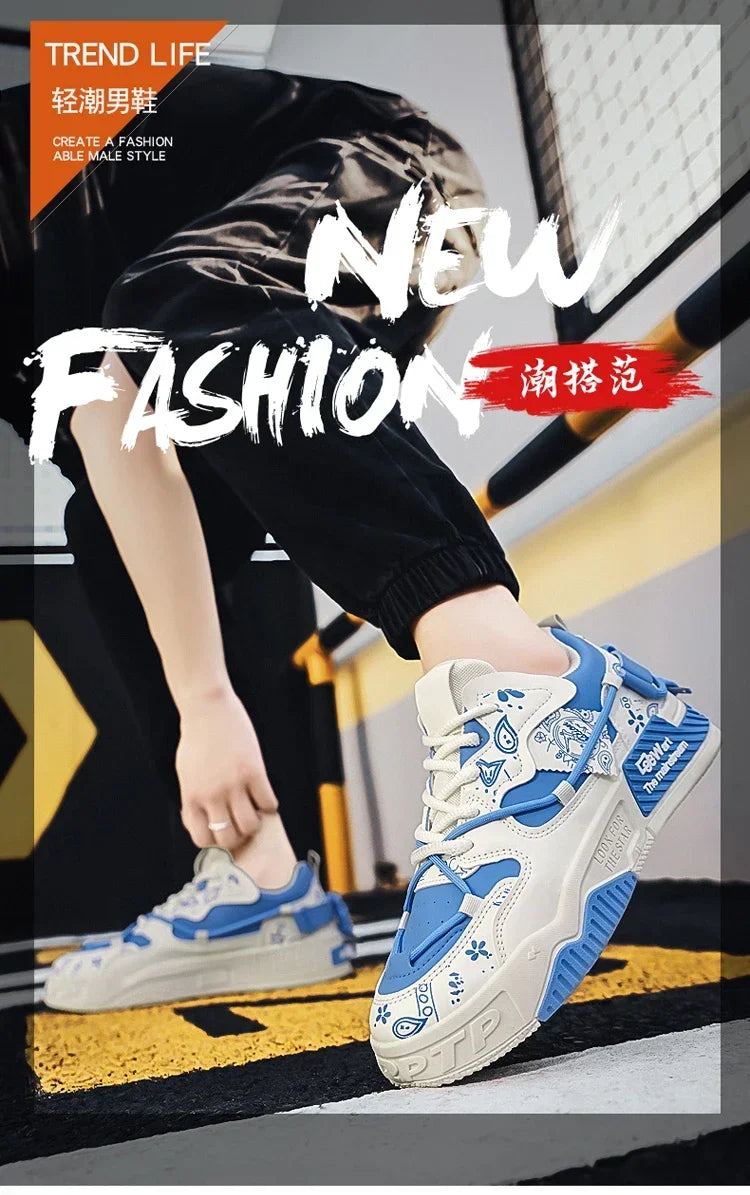 2025 New Summer Men's Shoes Original Casual Flat Shoes Sport Thick Bottom Increased Height Bread Trendy Shoes Skateboard sneaker