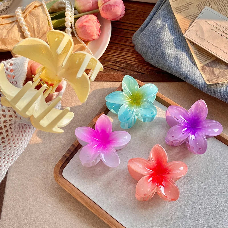 Five-petal flower Summer Super Fairy Vacation style frangeria Grab clip Shark Clip Acrylic flower hair grab hair accessories bac
