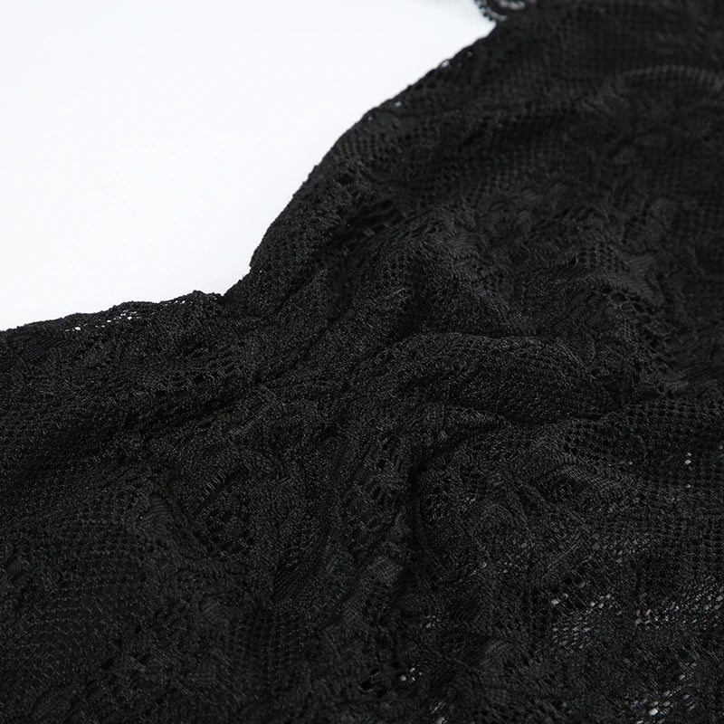 Cuteandpsycho Sexy Lace Patchwork Y2K Camisoles Backless Transparent Slim Outfits Party 90s Vintage Clubwear Halter Neck Tops