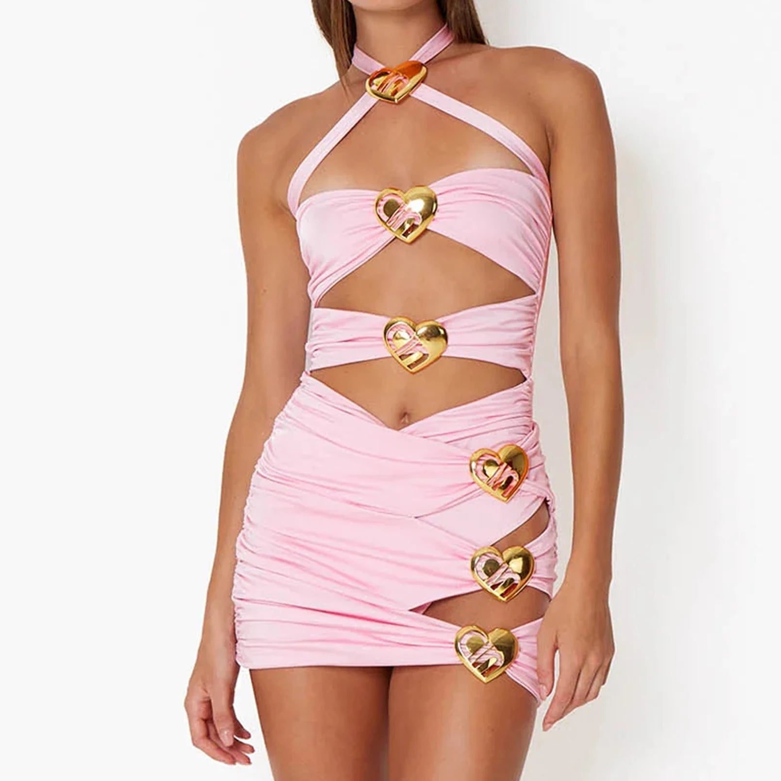 2024 Sexy Heart Cut out One Piece Swimsuit and Skirt Swimwear Women Bodysuit Monokini High Leg Swim Suit Bathing Suit Beachwear