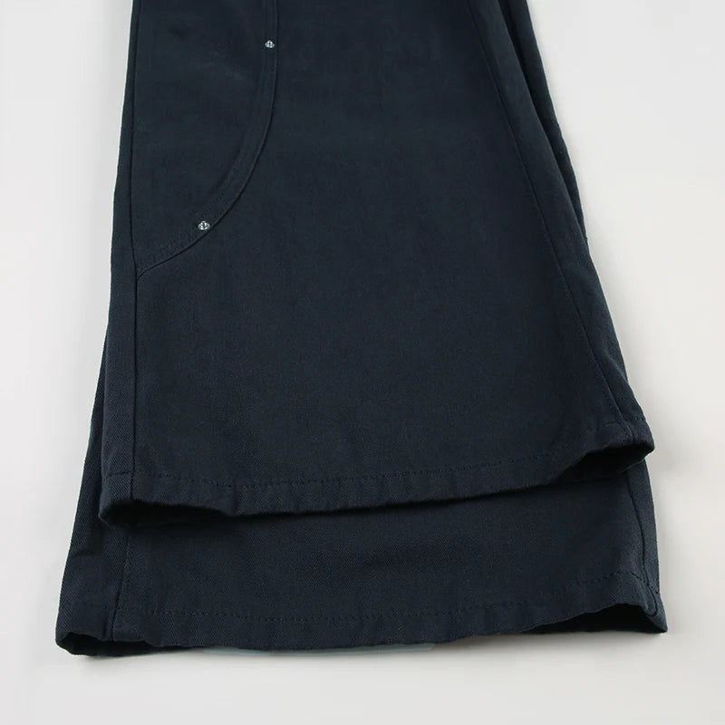 IAMSURE Casual Loose Rivet Jeans Wide Leg Pants Basic Low-Waisted Straight Pants Women 2025 Spring Autumn Streetwear Ladies